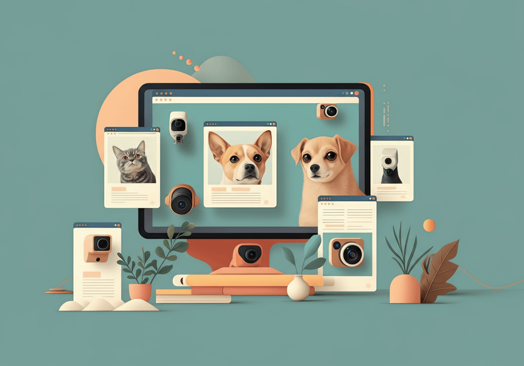 A professional abstract illustration representing the concept of Pet Cameras: A Filter, Not a Feature List in Pets & Pet Tech