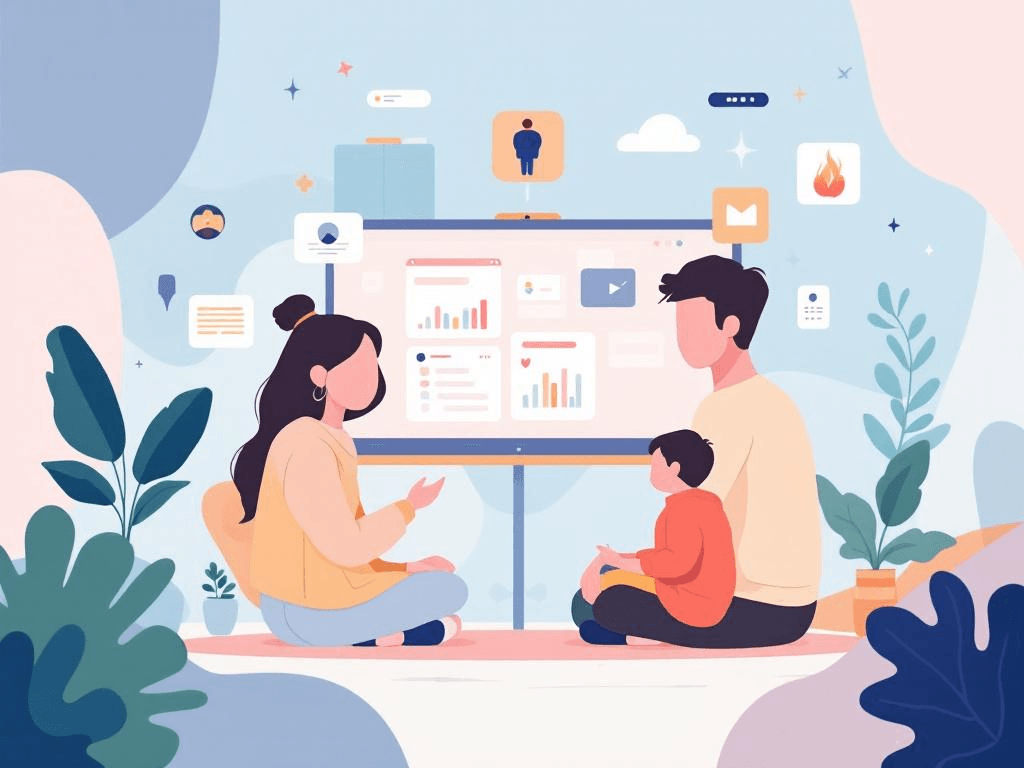 A professional abstract illustration representing the concept of Tier 1: Comprehensive Family Ecosystems in Digital Parent...