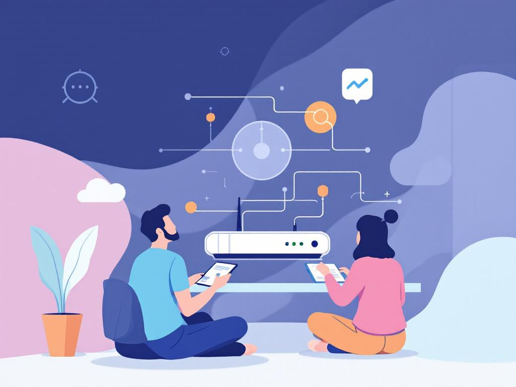A professional abstract illustration representing the concept of What Router Controls Actually Do (and Don't Do) in Digita...